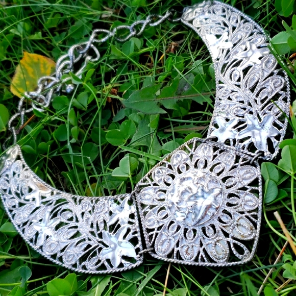 Vtg Barrera for Avon Chunky Ornate Collar Necklace - Picture 1 of 10